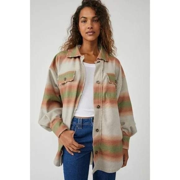 Free People Jackets & Blazers - Free People Printed Ruby Shacket Marzipan Combo Oversized Medium